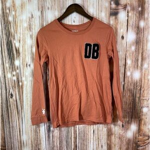 Dutch Bros Coffee Women Top Med Orange Chenille Embroidered Logo Shirt